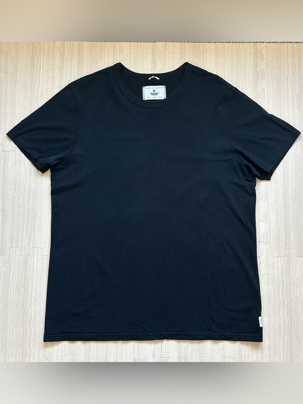 Reigning Champ Men's Classic Black Jersey Cotton T Shirt. Large